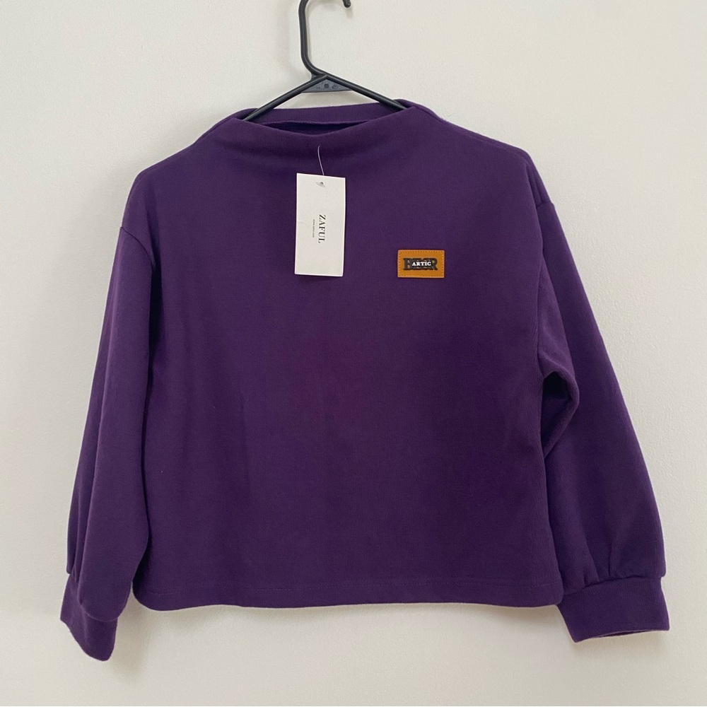Zaful Cropped Mock Neck Knit Sweatshirt NWT Size Small